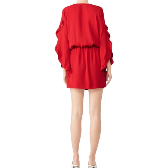 Amanda Uprichard Revolve Reverie Red Dress With Flutter Sleeves Size L - Picture 6 of 15